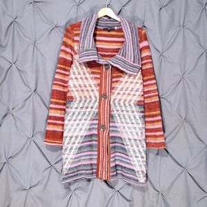 Gianni Bini Multicolor Duster Cardigan Boho Sweater Scandi Girl